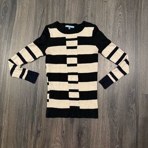 ANTONIO MELANI Black and Cream Striped Top